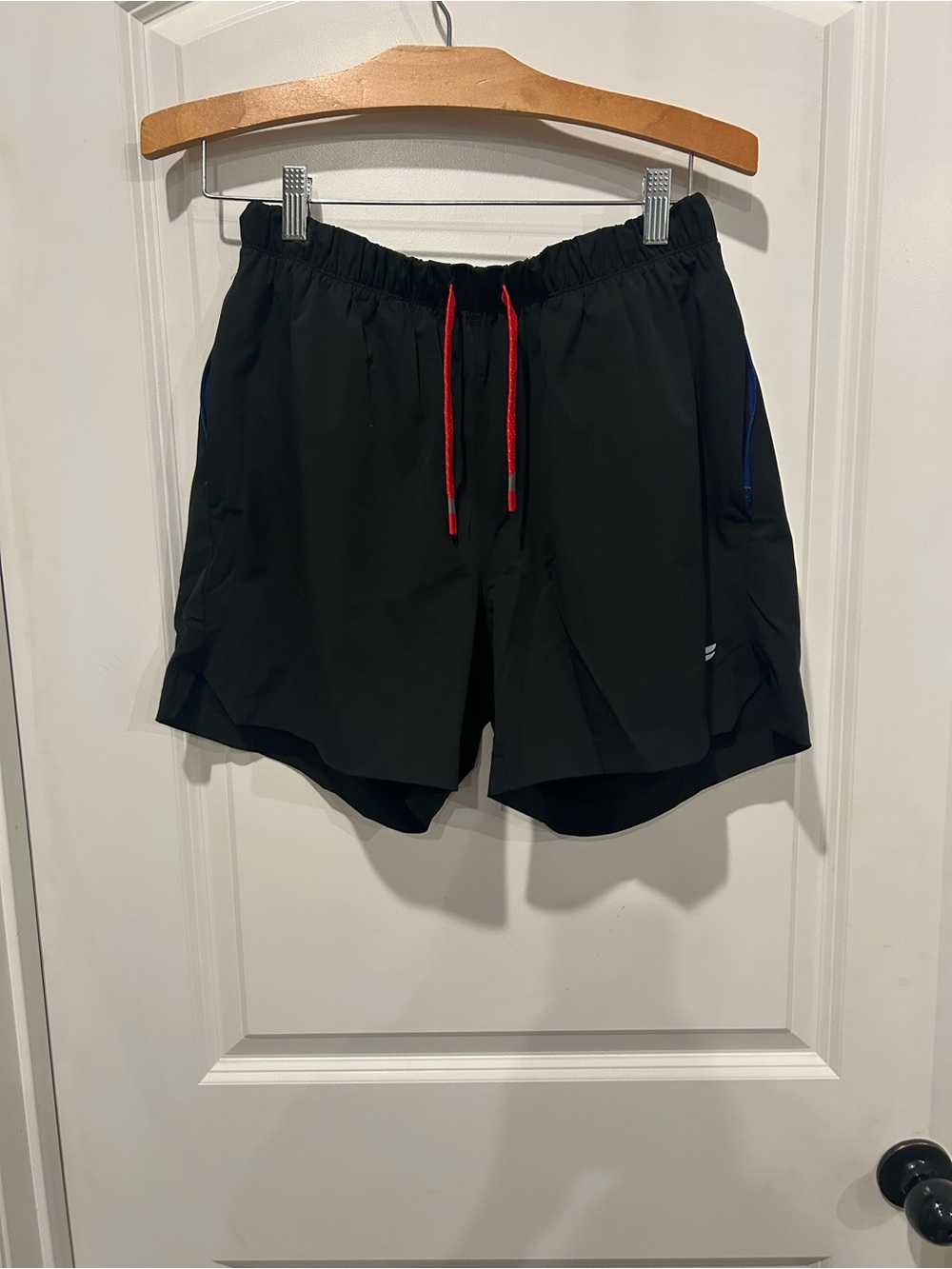 Fabletics Men's “The One” Black Athletic Shorts with Red Drawstring